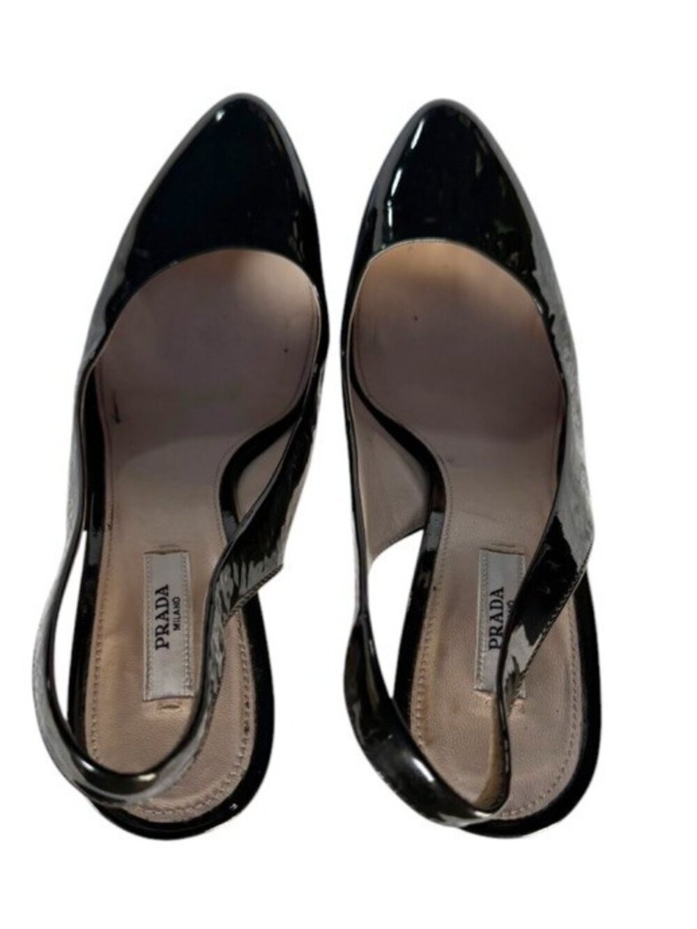 Prada Womens Sz 38.5 Olive Green Patent Leather Platform Slingback  Heels Sz 8 - Picture 3 of 11